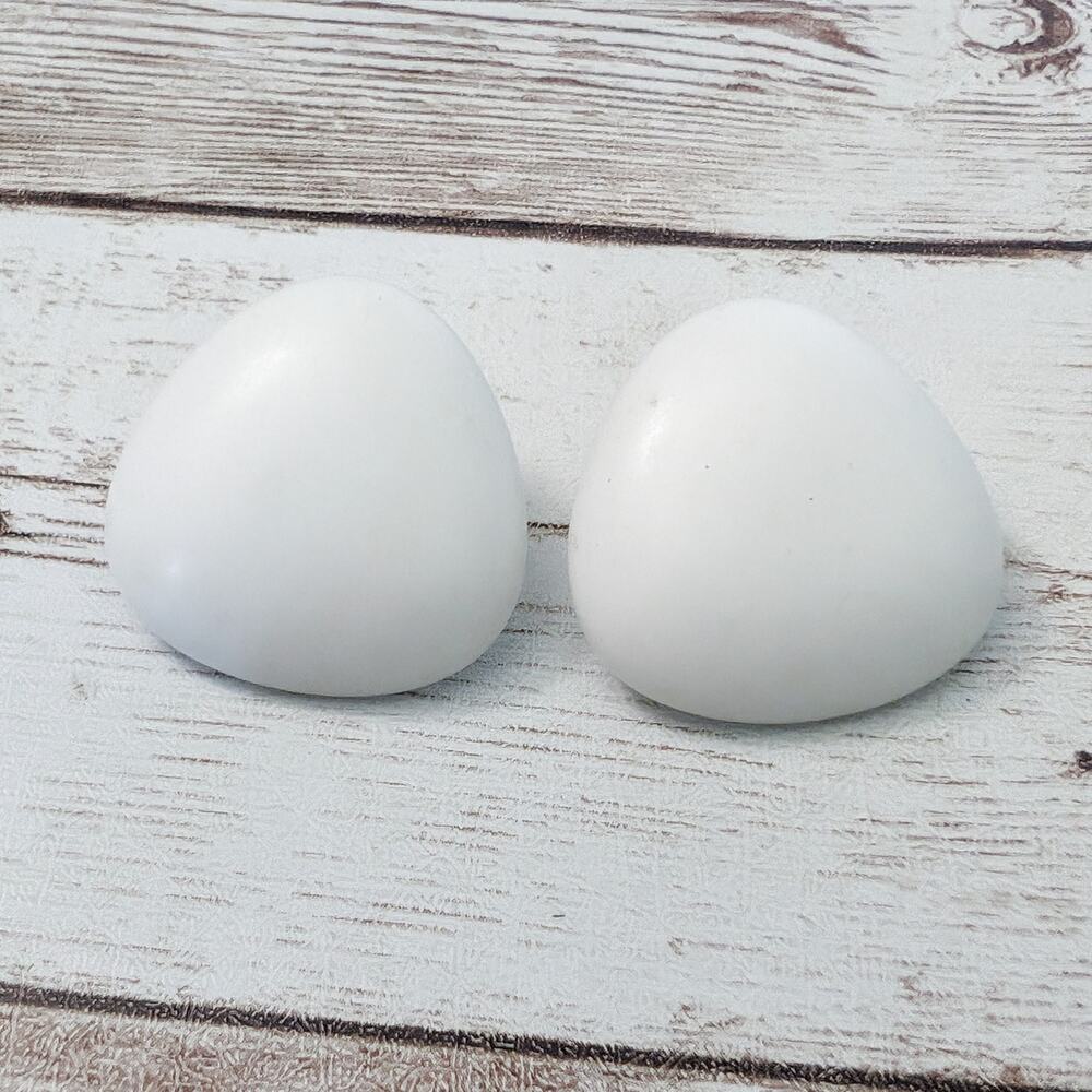 Vintage Earrings For Pierced Ears Off White Rounded Triangle - Damaged